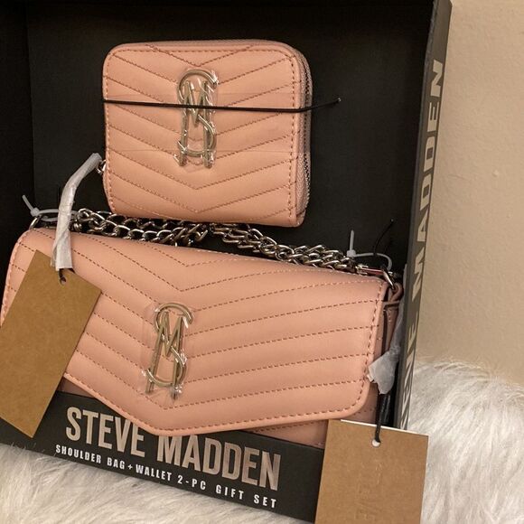 NWT Steve Madden Shoulder Bag w/Matching Wallet - Blush Pink - 2pc Gift Set - Picture 4 of 9